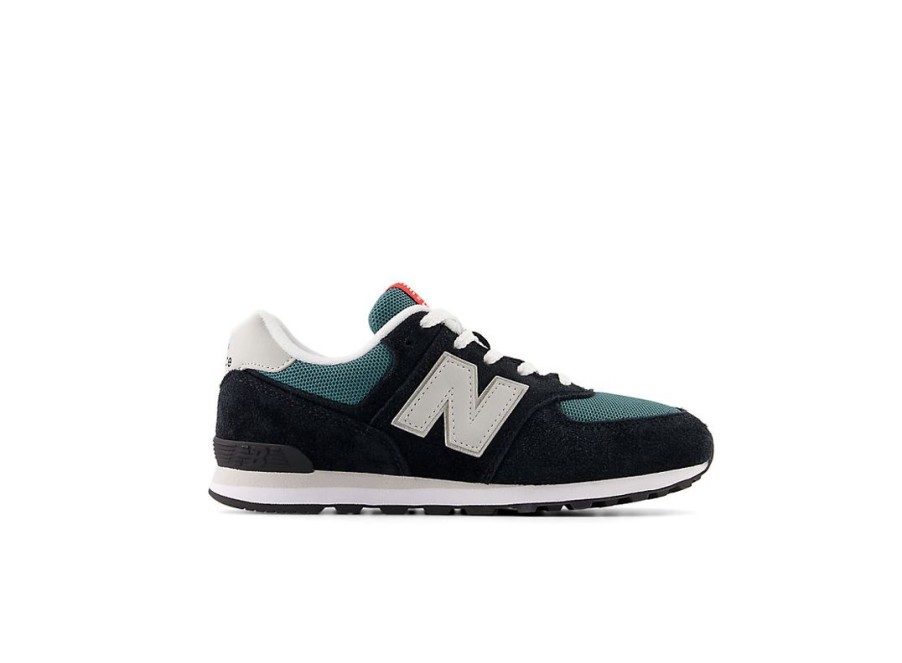 Kid New Balance Big Kids | 574 Black With New Spruce