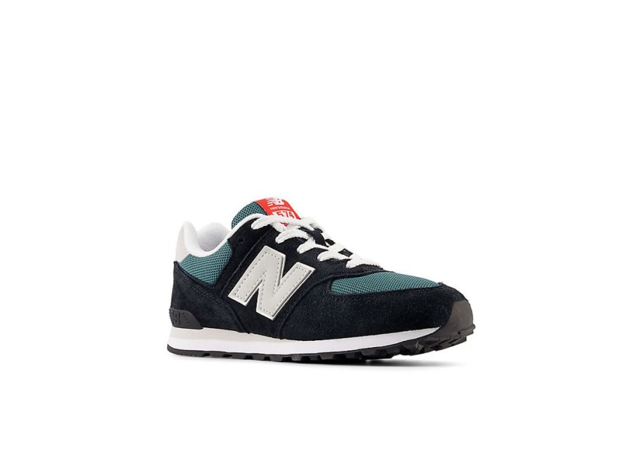 Kid New Balance Big Kids | 574 Black With New Spruce