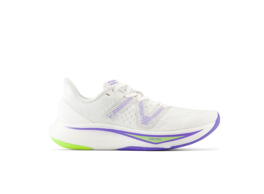 Women New Balance Running | Fuelcell Rebel V3 White With Thirty Watt And Electric Indigo