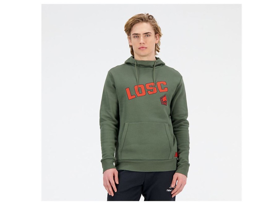 Men New Balance Hoodies & Sweatshirts | Losc Lille Graphic Overhead Hoodie Deep Olive Green