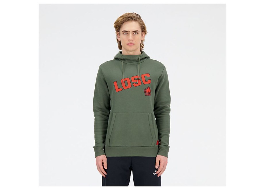 Men New Balance Hoodies & Sweatshirts | Losc Lille Graphic Overhead Hoodie Deep Olive Green