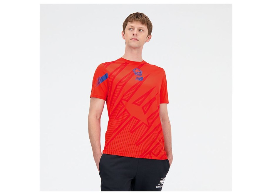 Men New Balance Shirts | Lille Losc Lightweight T-Shirt Neo Flame