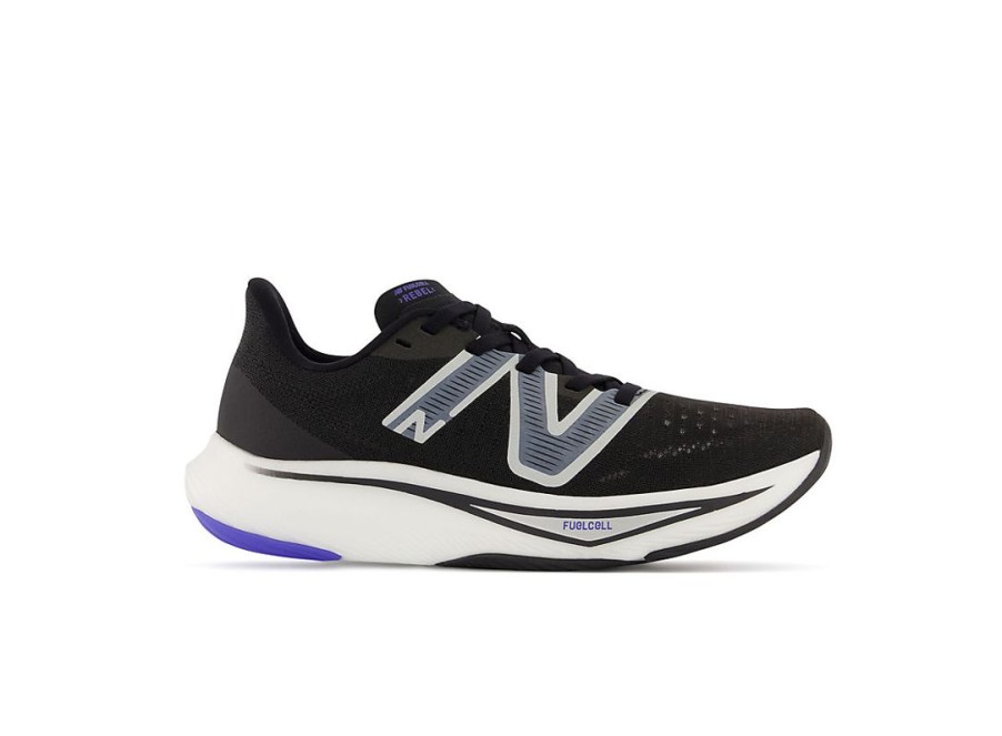 Women New Balance Running | Fuelcell Rebel V3 Black With Aura And Vibrant Spring Glo