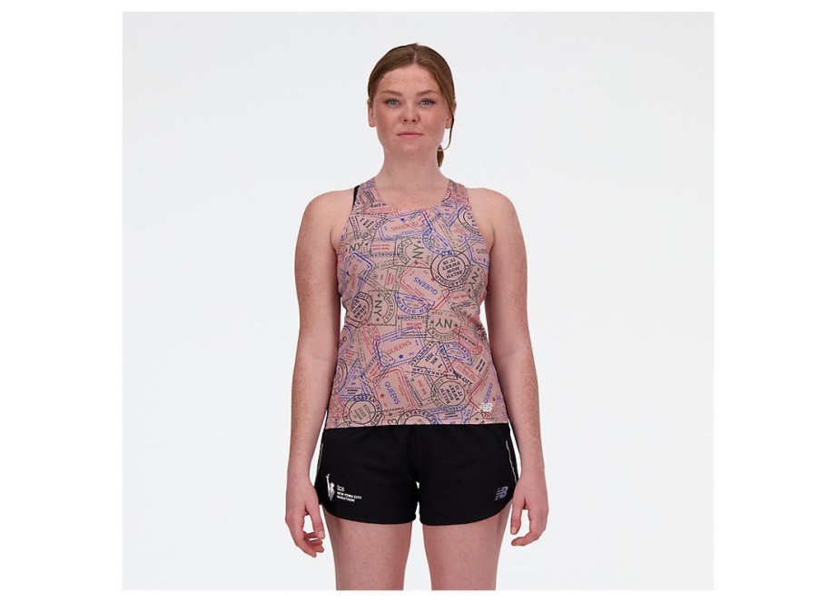 Women New Balance Shirts | Run For Life Printed Singlet Multi Colors