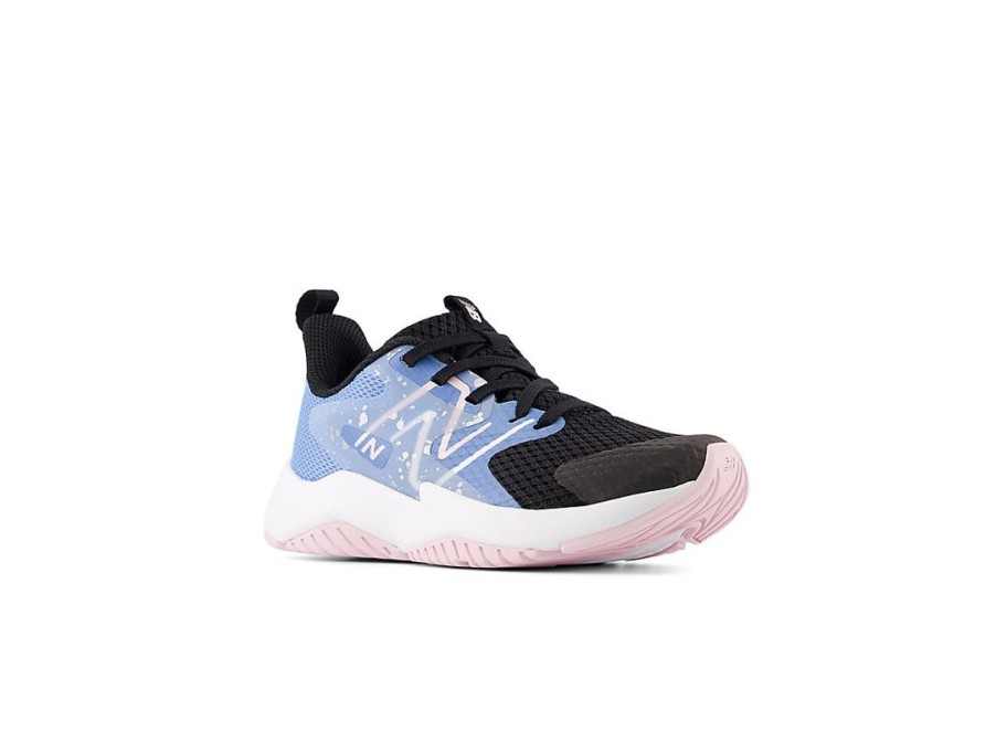 Kid New Balance Little Kids | Rave Run V2 Black With Blue Laguna And Light Raspberry