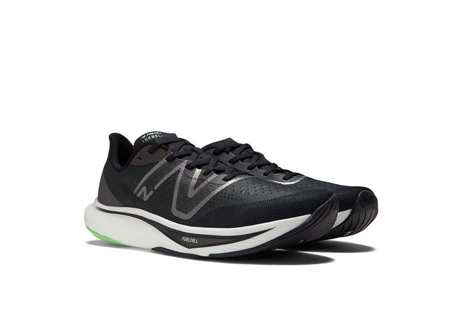 Men New Balance Running | Fuelcell Rebel V3 Black With Infinity Blue And Vibrant Spring