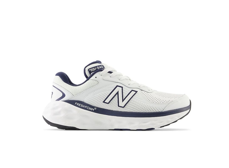 Men New Balance Walking | Fresh Foam X 840F White With Team Navy