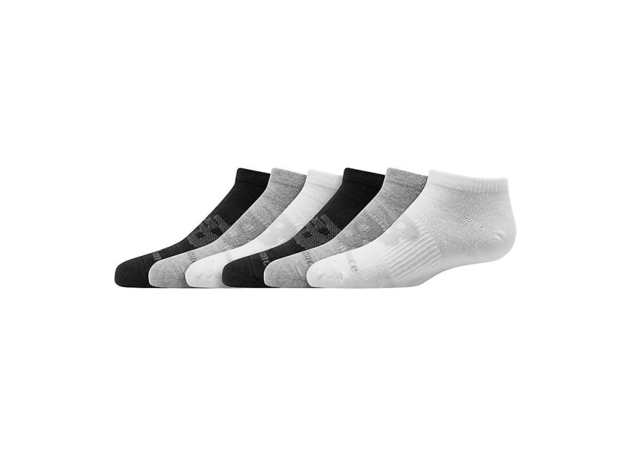 Kid New Balance Socks | Kids Flat Knit No Show Socks 6 Pack Grey Multi