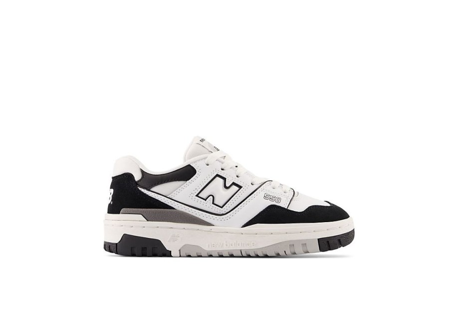 Kid New Balance Big Kids | 550 White With Black And Rain Cloud