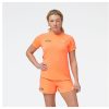 Women New Balance Shirts | Run For Life Impact Run Short Sleeve Neon Dragonfly Heather