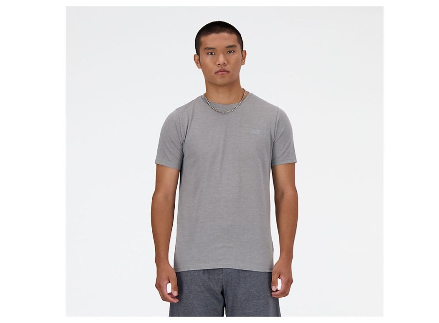 Men New Balance Shirts | Sport Essentials Heathertech T-Shirt Athletic Grey Heather