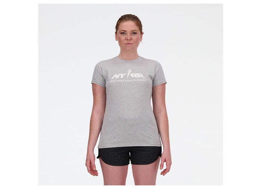 Women New Balance Shirts | Run For Life Graphic T-Shirt Athletic Grey