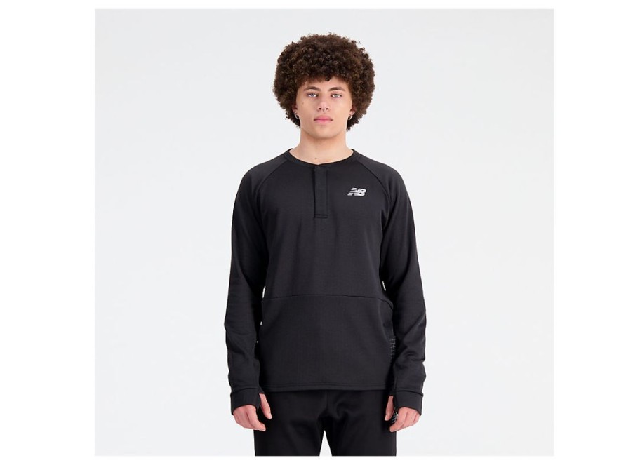 Men New Balance Hoodies & Sweatshirts | Nb Heat Grid Crew Black