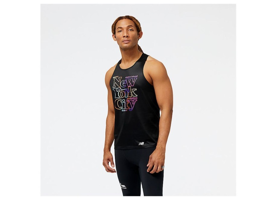 Men New Balance Shirts | Run For Life Borough Singlet Black