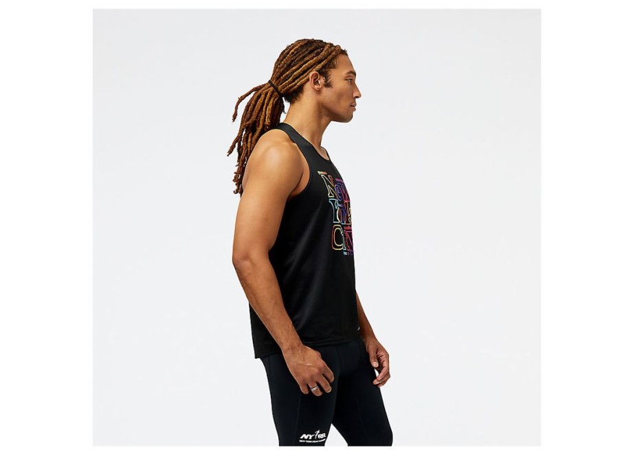 Men New Balance Shirts | Run For Life Borough Singlet Black