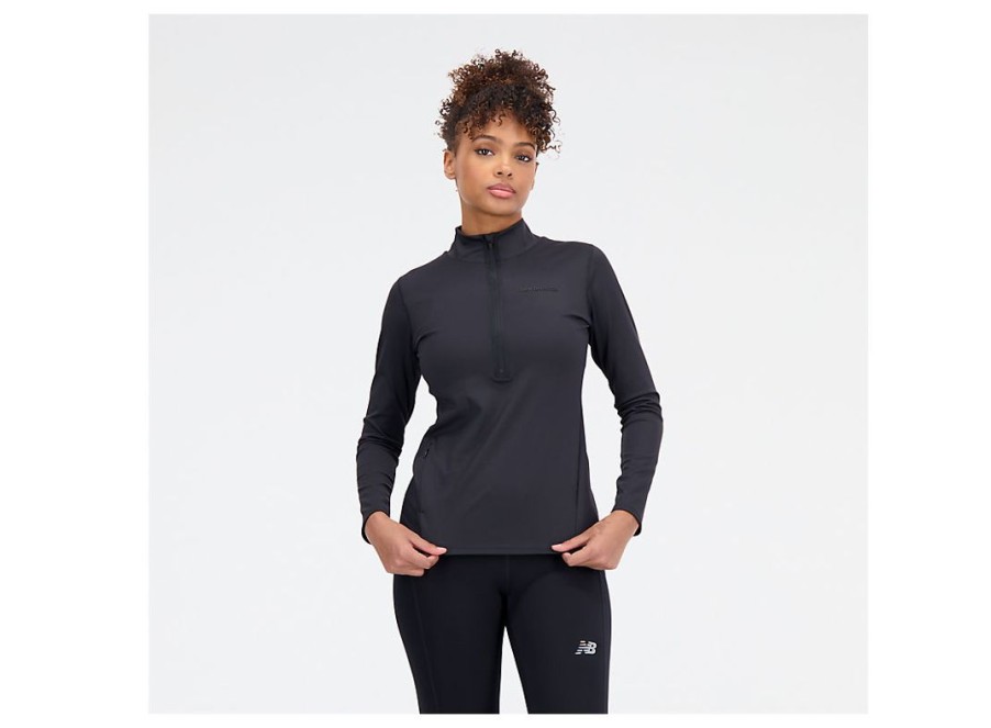 Women New Balance Hoodies & Sweatshirts | Achiever Shape Shield 1/2 Zip Black