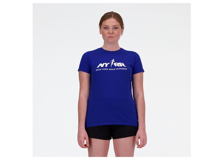 Women New Balance Shirts | Run For Life Graphic T-Shirt Team Royal