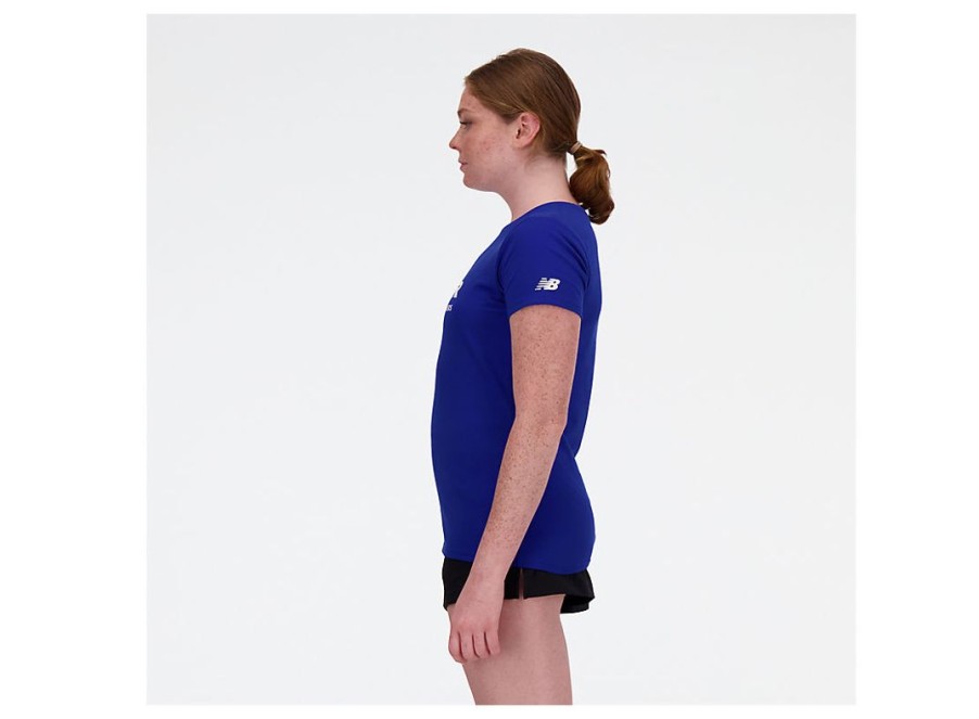 Women New Balance Shirts | Run For Life Graphic T-Shirt Team Royal