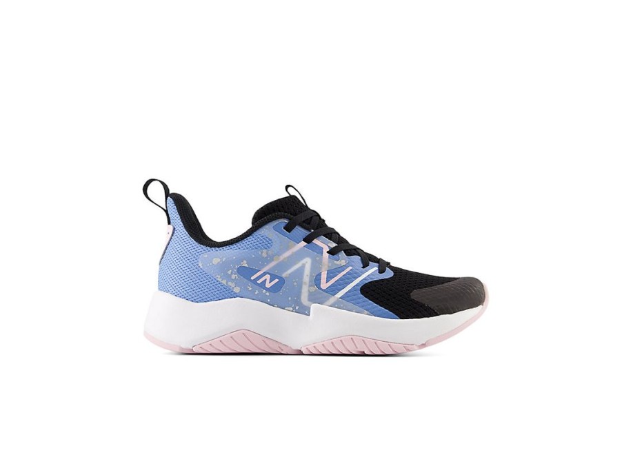 Kid New Balance Big Kids | Rave Run V2 Black With Blue Laguna And Light Raspberry