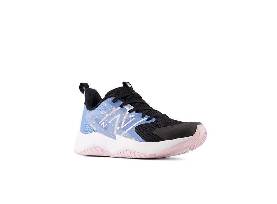 Kid New Balance Big Kids | Rave Run V2 Black With Blue Laguna And Light Raspberry