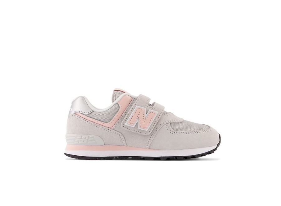 Kid New Balance Little Kids | 574 Core Hook & Loop Rain Cloud With Pink Haze