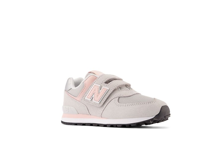 Kid New Balance Little Kids | 574 Core Hook & Loop Rain Cloud With Pink Haze