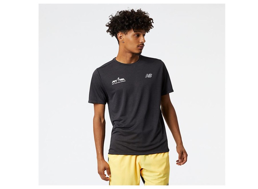 Men New Balance Shirts | Run For Life Impact Run Short Sleeve Black