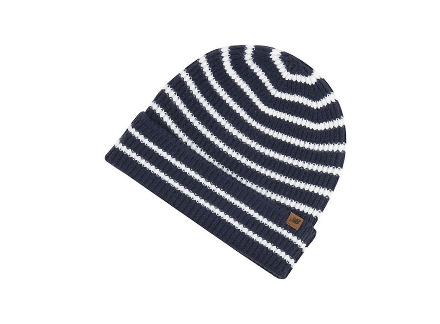 Men New Balance Hats & Gloves | Winter Watchman Stripe Beanie Nb Navy