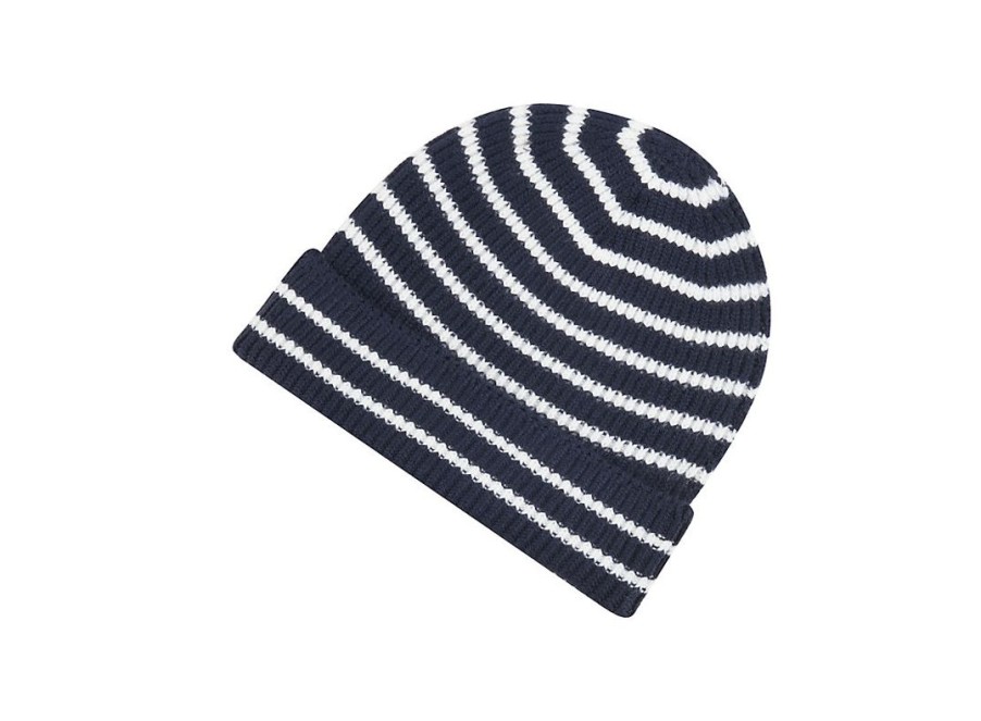 Men New Balance Hats & Gloves | Winter Watchman Stripe Beanie Nb Navy