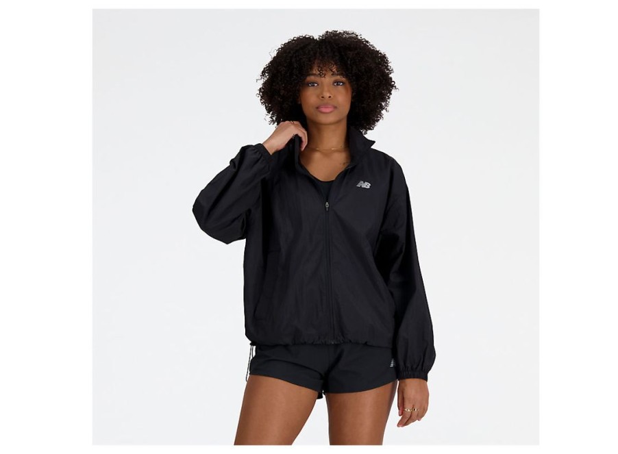 Women New Balance Jackets & Vests | Athletics Packable Jacket Black