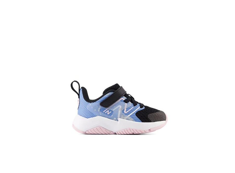 Kid New Balance Crib & Toddlers (Size - 10) | Rave Run V2 Bungee Lace With Top Strap Black With Blue Laguna And Light Raspberry