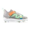 Men New Balance Baseball | Fuelcell Lindor 2 Metal Team Away Grey With Neon Dragonfly And Electric Jade