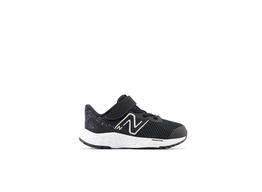 Kid New Balance Crib & Toddlers (Size - 10) | Fresh Foam Arishi V4 Bungee Lace With Top Strap Black With White And Silver Metallic