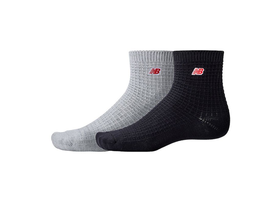 Men New Balance Socks | Waffle Knit Ankle Socks 2 Pack Assorted 1 Colors