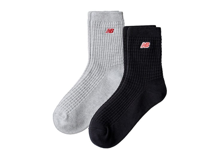 Men New Balance Socks | Waffle Knit Ankle Socks 2 Pack Assorted 1 Colors