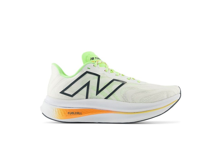 Men New Balance Running | Fuelcell Supercomp Trainer V2 White With Bleached Lime Glo And Hot Mango