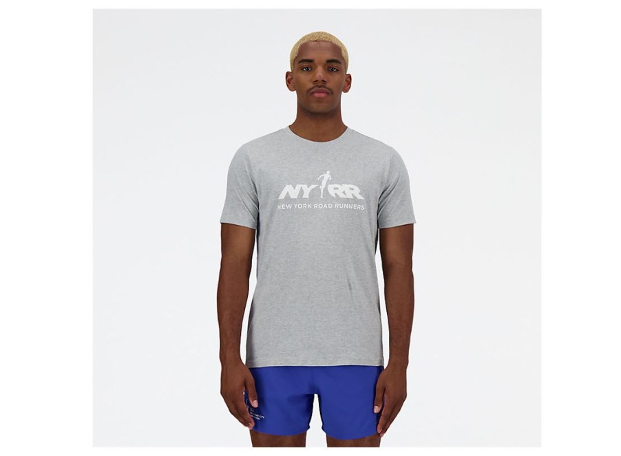 Men New Balance Shirts | Run For Life Graphic T-Shirt Athletic Grey