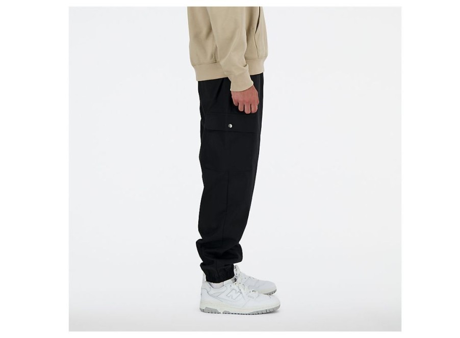 Men New Balance Pants | Twill Cargo Jogger Black