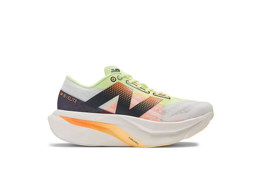 Women New Balance Running | Fuelcell Supercomp Elite V4 White With Bleached Lime Glo And Hot Mango