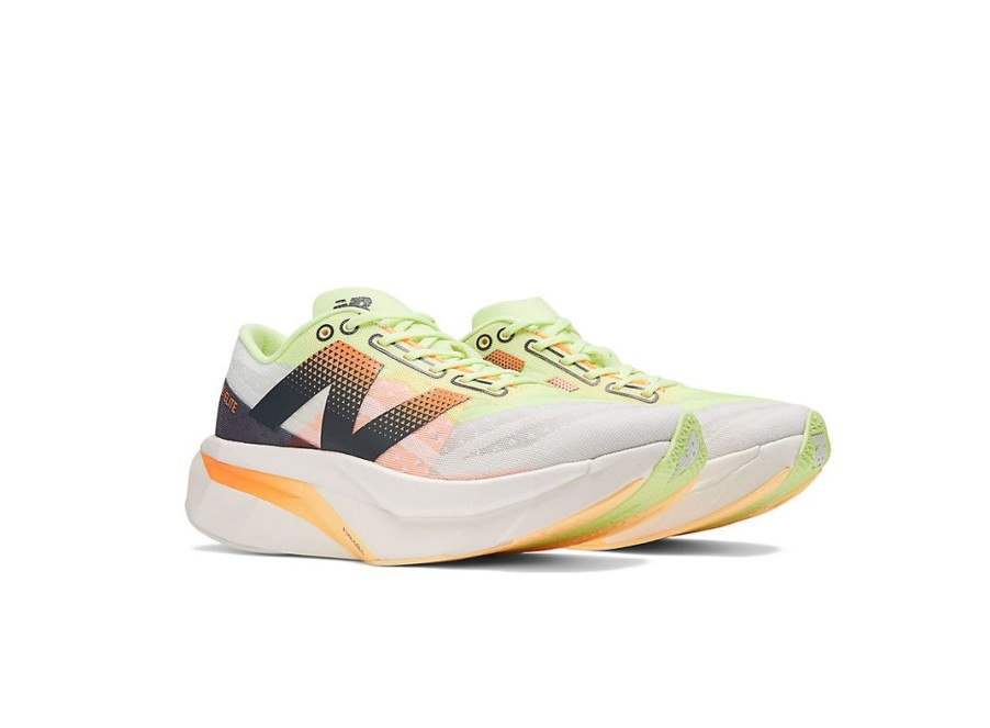 Women New Balance Running | Fuelcell Supercomp Elite V4 White With Bleached Lime Glo And Hot Mango