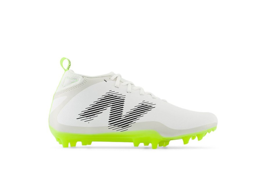 Men New Balance Lacrosse | Rush V4 Mid White With Hi-Lite