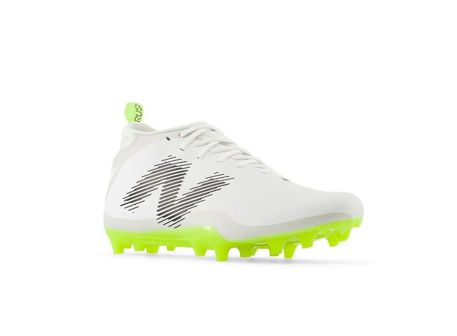 Men New Balance Lacrosse | Rush V4 Mid White With Hi-Lite