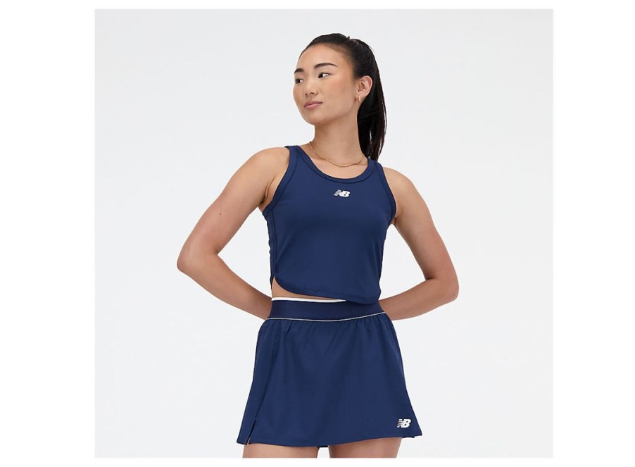 Women New Balance Shirts | Cropped Tournament Tank Nb Navy