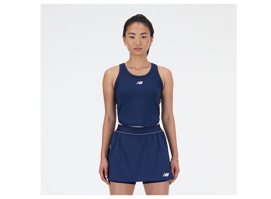 Women New Balance Shirts | Cropped Tournament Tank Nb Navy