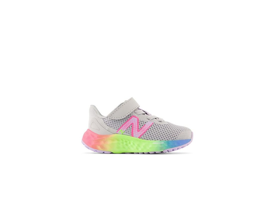 Kid New Balance Crib & Toddlers (Size - 10) | Fresh Foam Arishi V4 Bungee Lace With Top Strap Light Aluminum With Cyber Lilac And Neon Pink