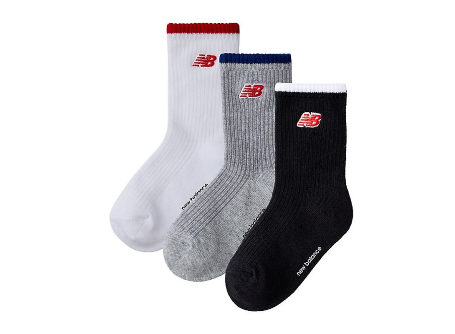 Kid New Balance Socks | Kids Patch Logo Midcalf Socks 3 Pack Assorted 1 Colors