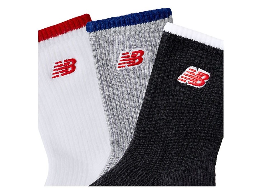 Kid New Balance Socks | Kids Patch Logo Midcalf Socks 3 Pack Assorted 1 Colors