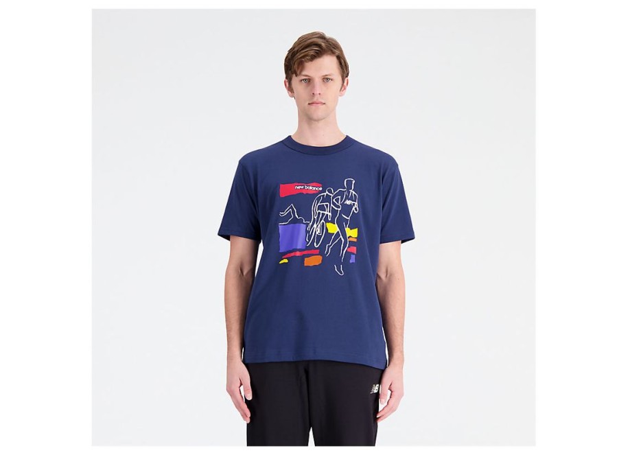 Men New Balance Shirts | Nb Athletics Graphic T-Shirt Nb Navy