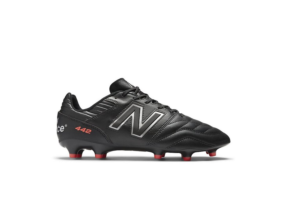 Men New Balance Soccer | 442 Pro Fg V2 Non Kl Black With White And True Red