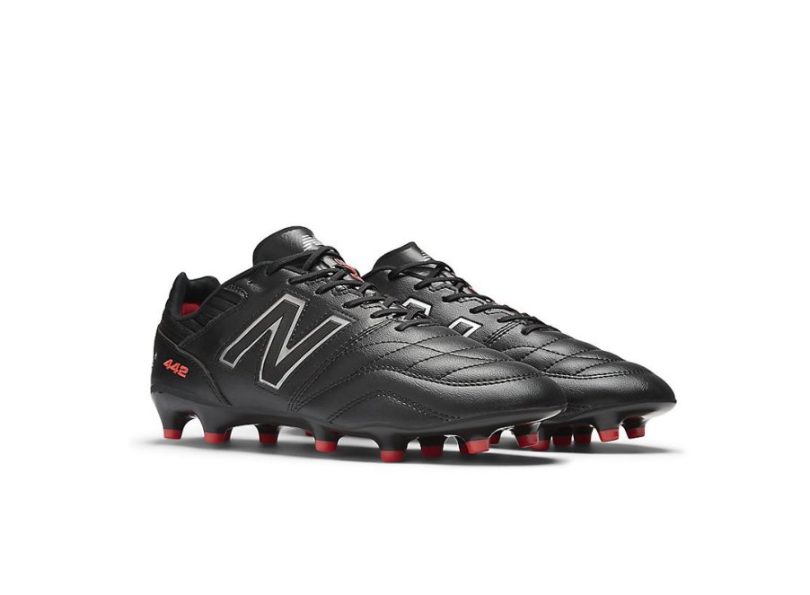 Men New Balance Soccer | 442 Pro Fg V2 Non Kl Black With White And True Red